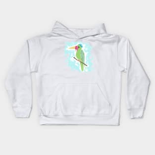 Cute Funny Parrot with Ice Cream Beak Drawing Kids Hoodie